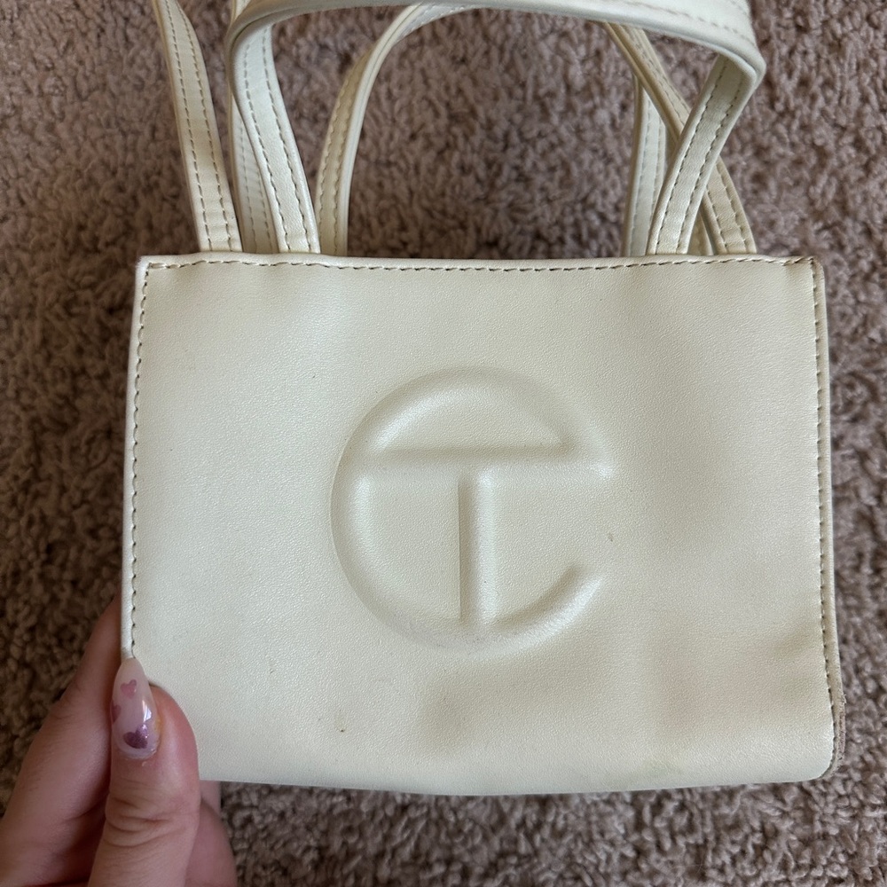 Used cream white mini teflar bag